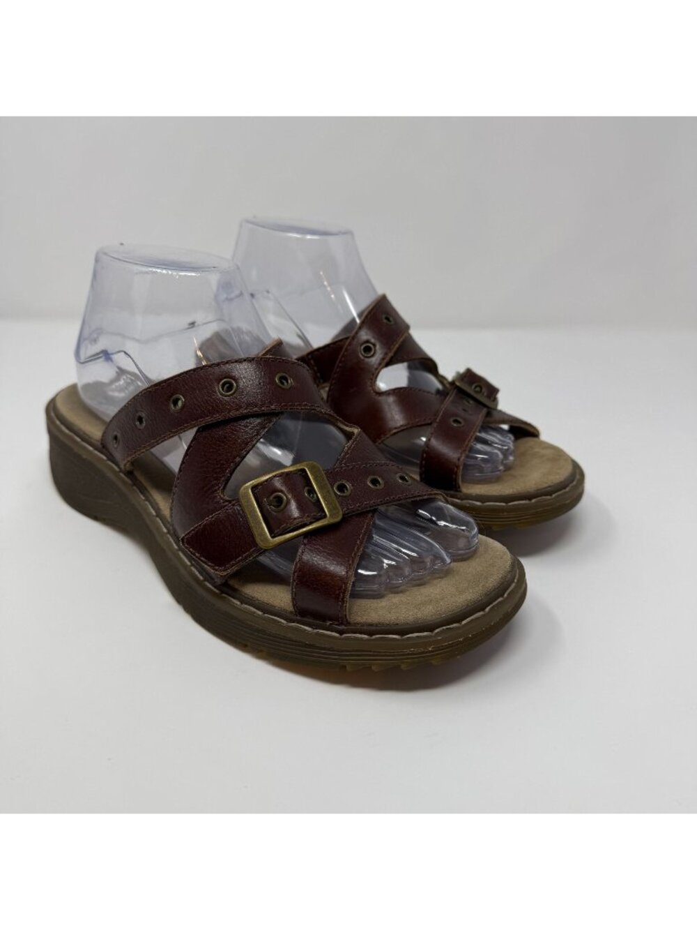 Vintage Dr Martens Skylar Sandals 8 Y2K 90s Platform Wedge Strappy Brown Leather